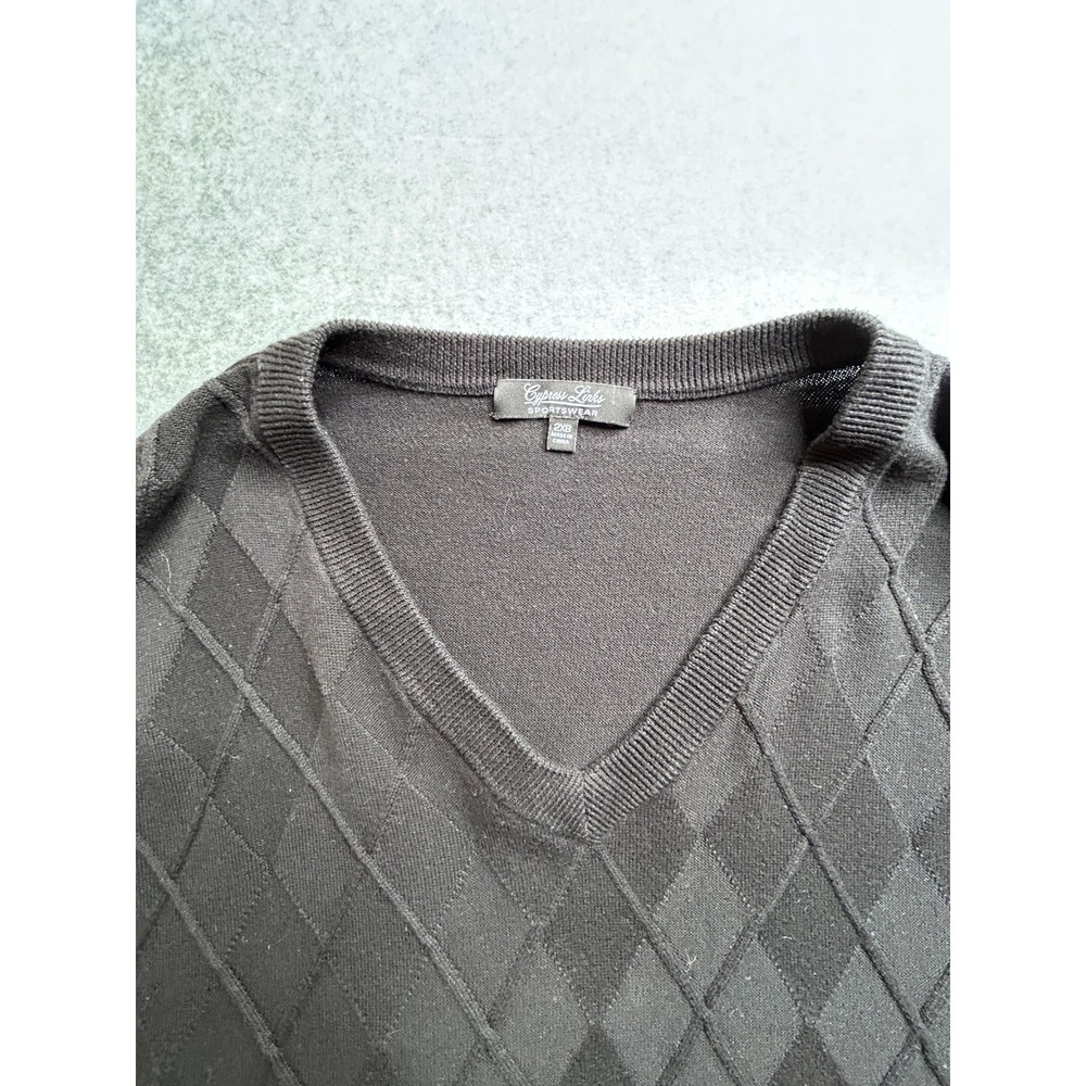 Cypress Links Sportswear Mens 2XB Black Argyle V-Neck Cotton Sweater Vest - Picture 3 of 12